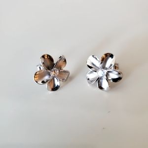 Silver Plumeria Earrings